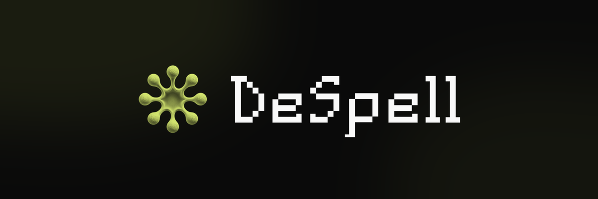 DeSpell X header template at 1500 by 500 pixels with the lockup centred