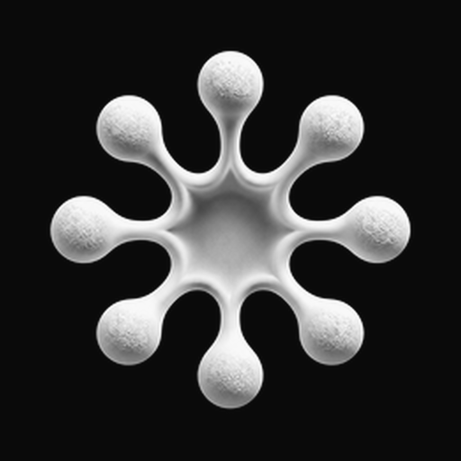 Monochrome off-white DeSpell symbol on a flat black background