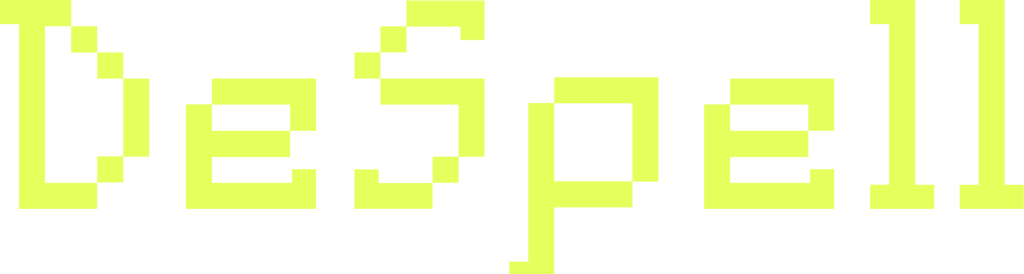 DeSpell wordmark, lime accent