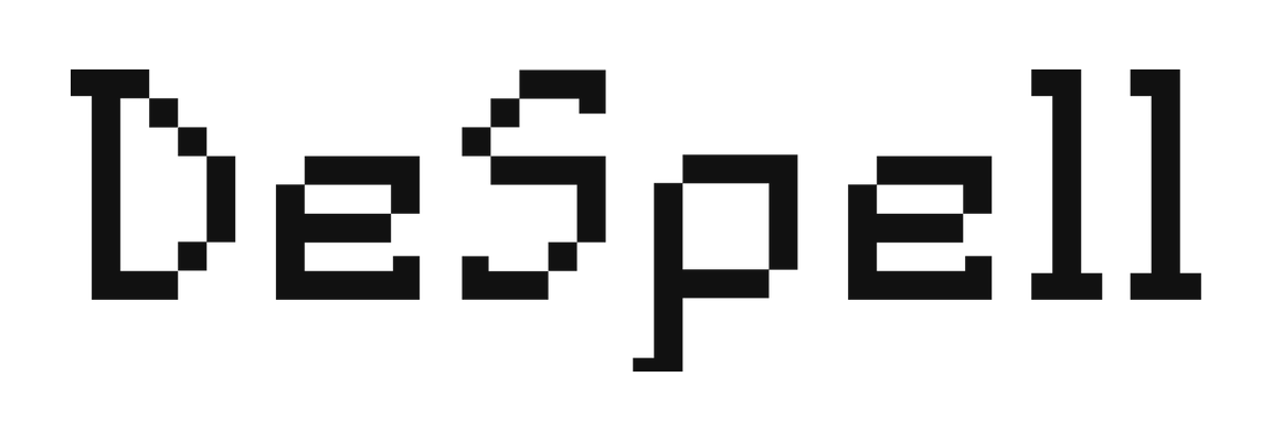 DeSpell wordmark in dark ink on a white background